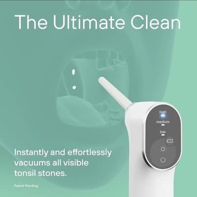 Electronic Tonsil Stone Remover Vacuum Suction LED Guidance Tool White - Thumbnail 2