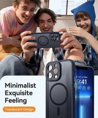 Case Only for iPhone 13 Pro Max, Compatible w/ Magsafe, Translucent Matte -Black - Thumbnail 7