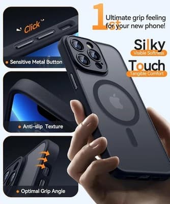 Case Only for iPhone 13 Pro Max, Compatible w/ Magsafe, Translucent Matte -Black - Thumbnail 5