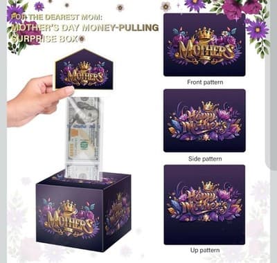 Mother Day Box for Cash Gift, Pull Out Money Box for Mom Day Surprise Money Hold - Thumbnail 2