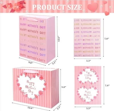 Mother Day Gift Bag with Tissue Paper for Best Mom Ever 12.6" Love Heart Pink 2 - Thumbnail 2