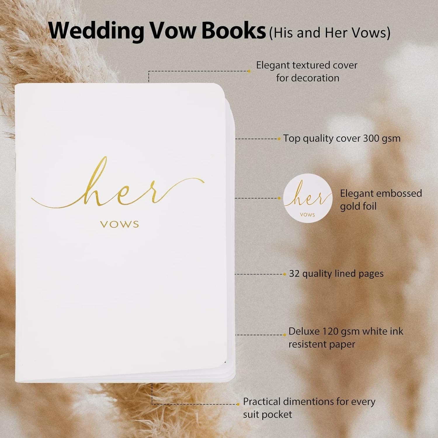 2 Pcs - His & Hers Wedding Vow Journals – Keepsake Gift – Ships Today! - Thumbnail 4