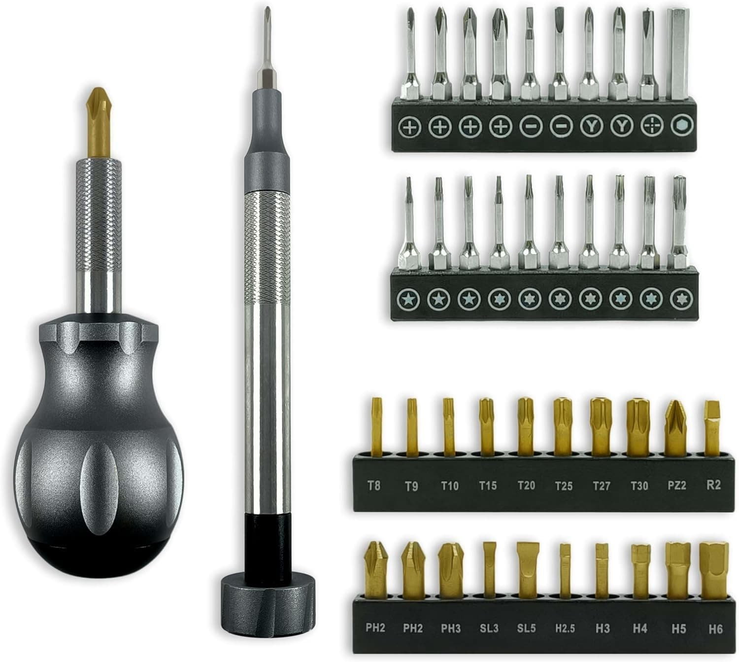 44pc Precision Screwdriver Bit Set Magnetic Aluminum Handle S2 Steel Repair Tool