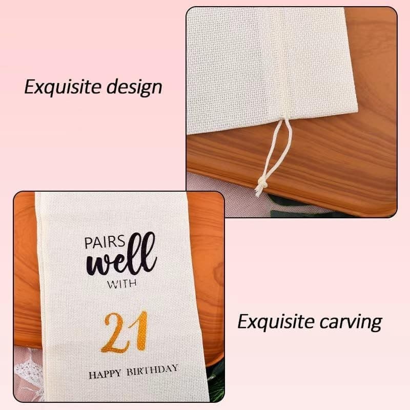 21st Birthday Gift Bag – Wine Bottle Sleeve – Party Favor for Her/Him - Thumbnail 3
