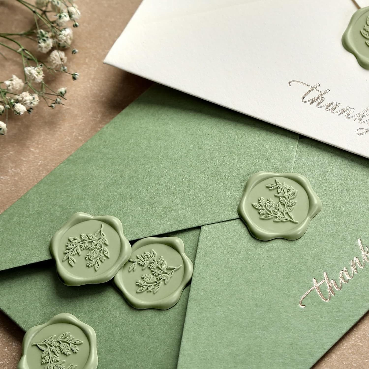 50 Mint Green Wax Seal Stickers | Eucalyptus | Peel & Stick | Elegant Touch NEW! - Thumbnail 8