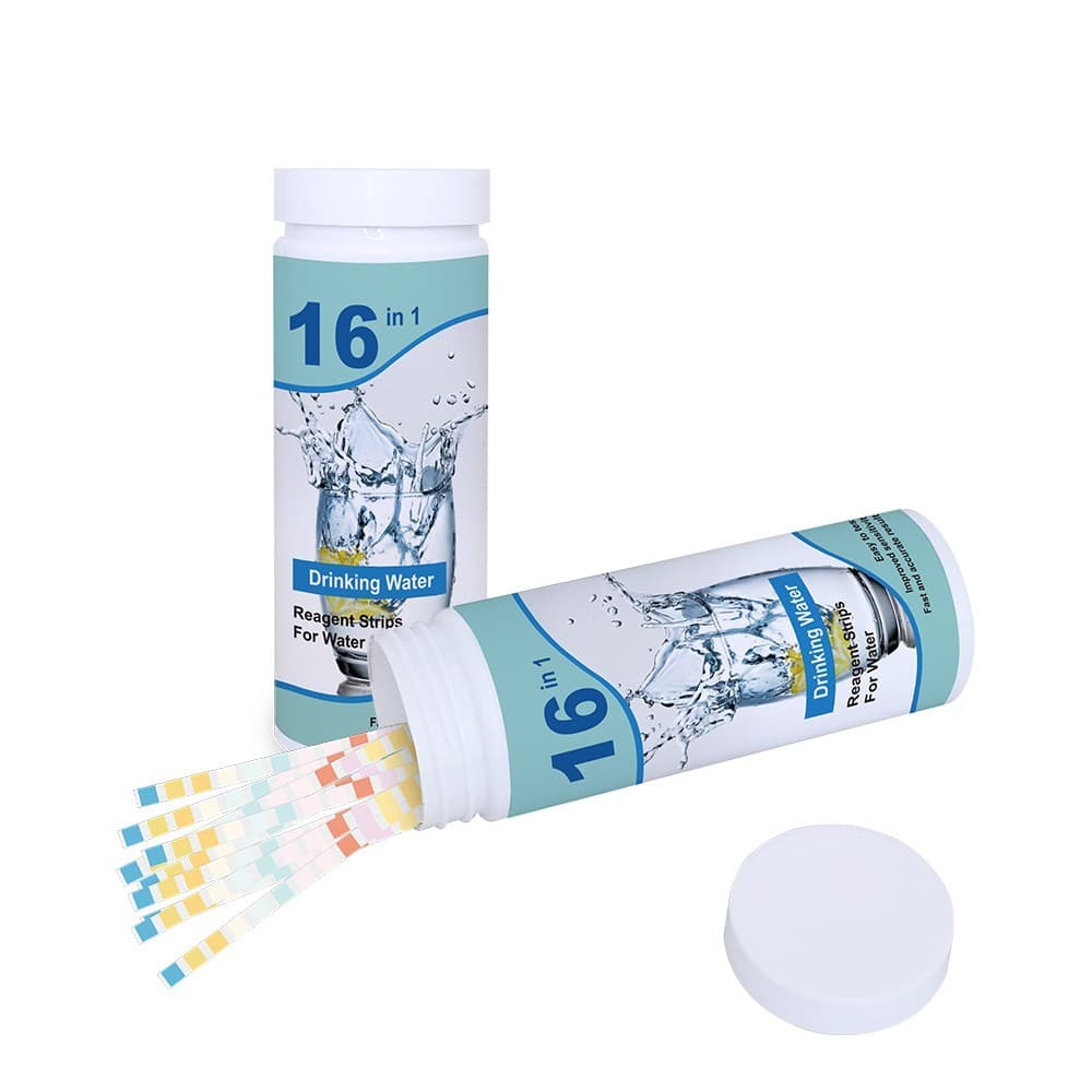 16-in-1 Water Testing Strips – Tap & Well Water – 100 Tests – Lead, Iron, pH