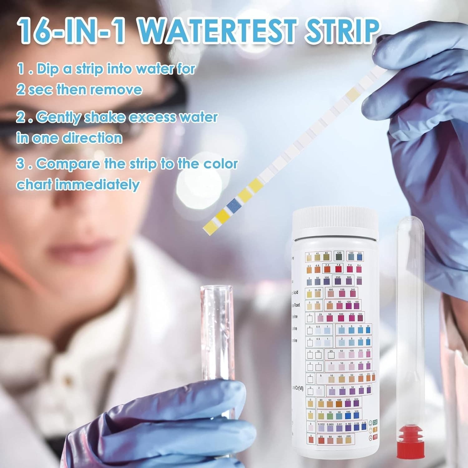 16-in-1 Water Testing Strips – Tap & Well Water – 100 Tests – Lead, Iron, pH - Thumbnail 7
