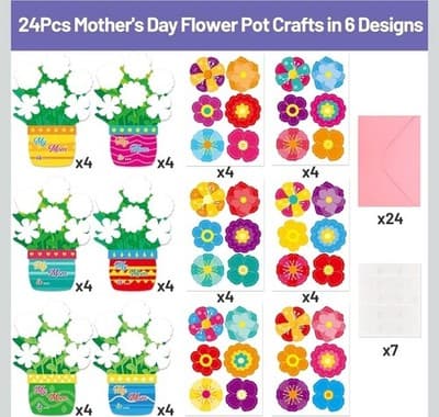 Mother's Day Card Making Kit - 24 Sets of DIY Flower Pot Greeting Cards - Thumbnail 4