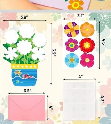 Mother's Day Card Making Kit - 24 Sets of DIY Flower Pot Greeting Cards - Thumbnail 3