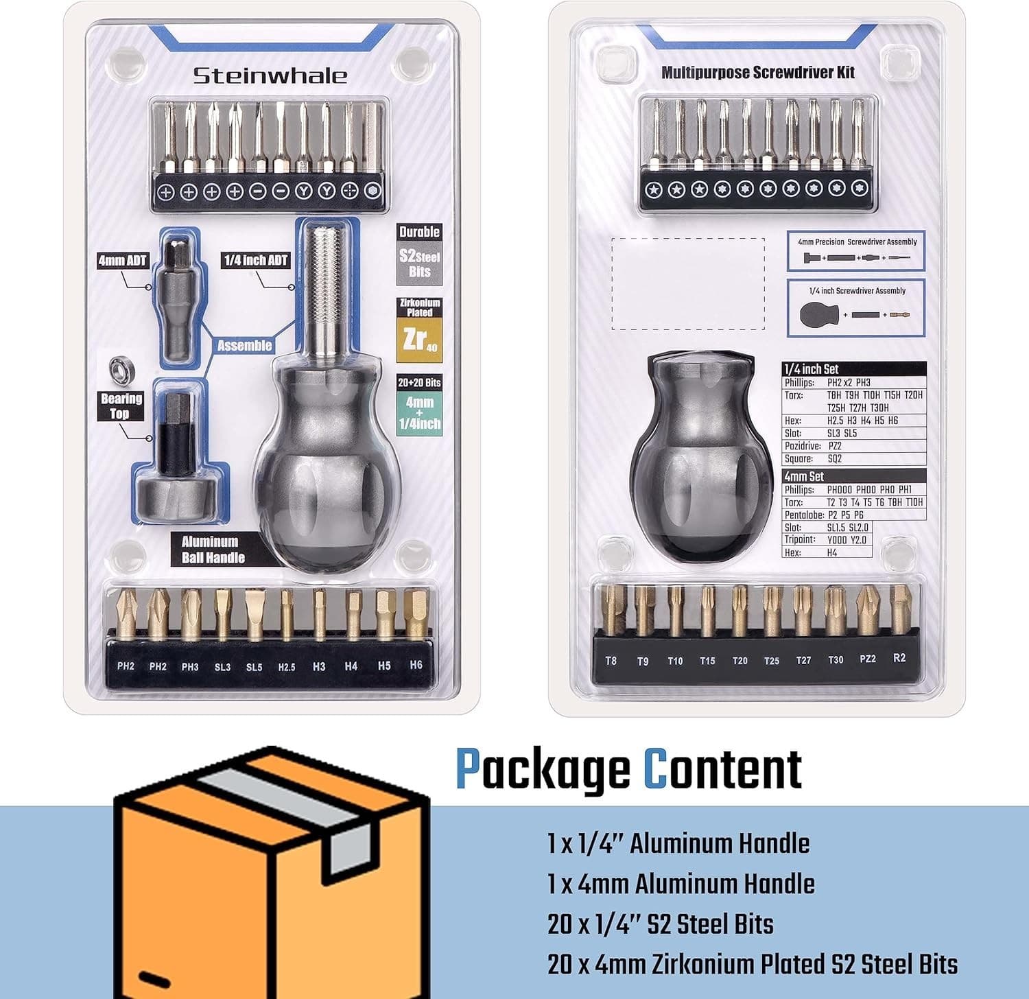 44pc Precision Screwdriver Bit Set Magnetic Aluminum Handle S2 Steel Repair Tool - Thumbnail 7