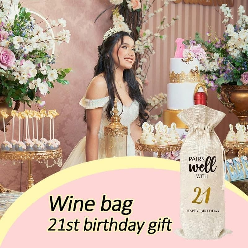 21st Birthday Gift Bag – Wine Bottle Sleeve – Party Favor for Her/Him - Thumbnail 4