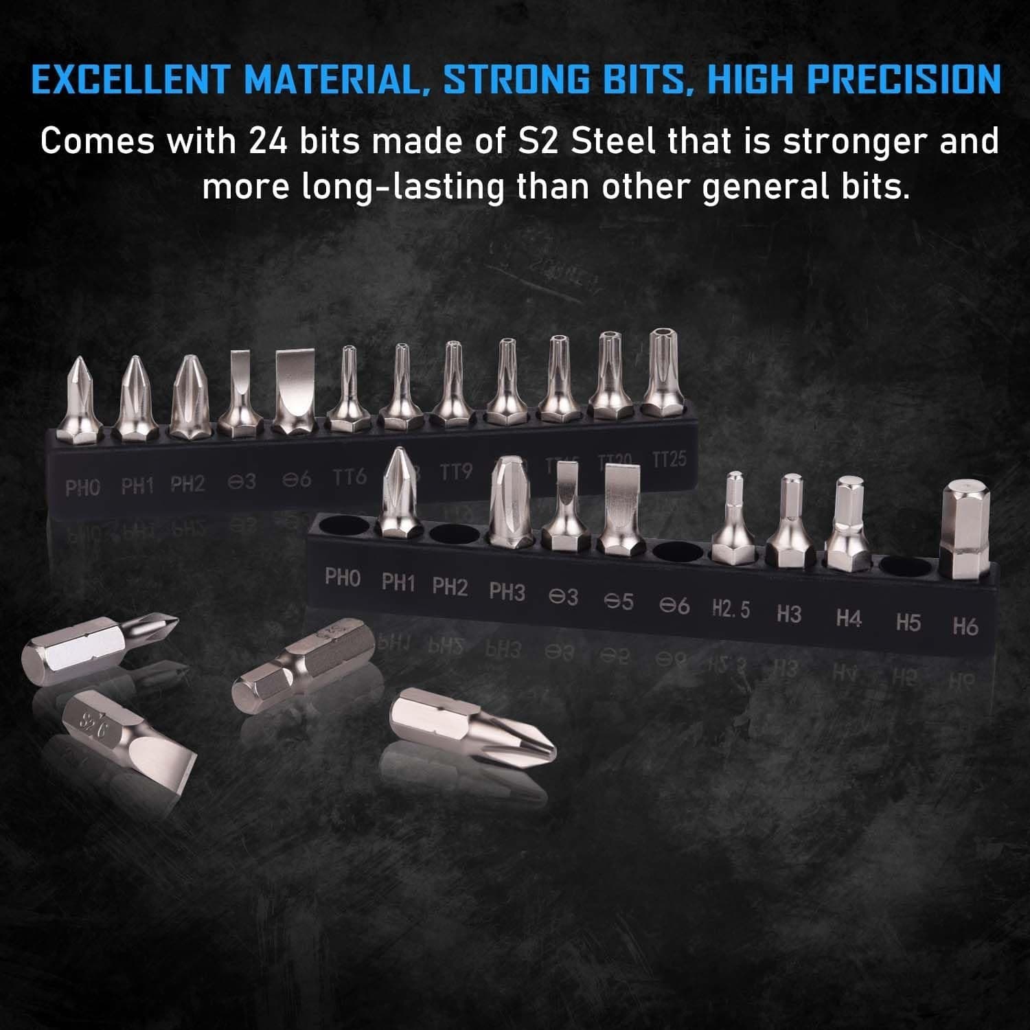 25in1 S2 Steel Mini Ratchet Wrench Screwdriver Bit Set with 1/4" Hex Drive Ph... - Thumbnail 5