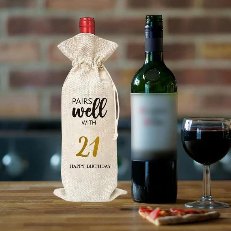 21st Birthday Gift Bag – Wine Bottle Sleeve – Party Favor for Her/Him - Thumbnail 7