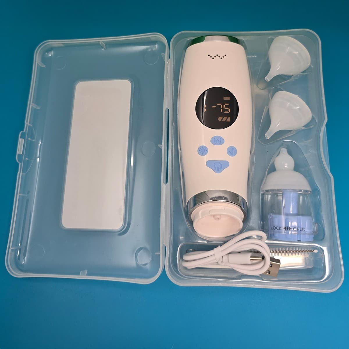 Electric Baby Nose Cleaner – 5 Suction Levels + 3 Tips – USB-C w/ Light & Music - Thumbnail 9