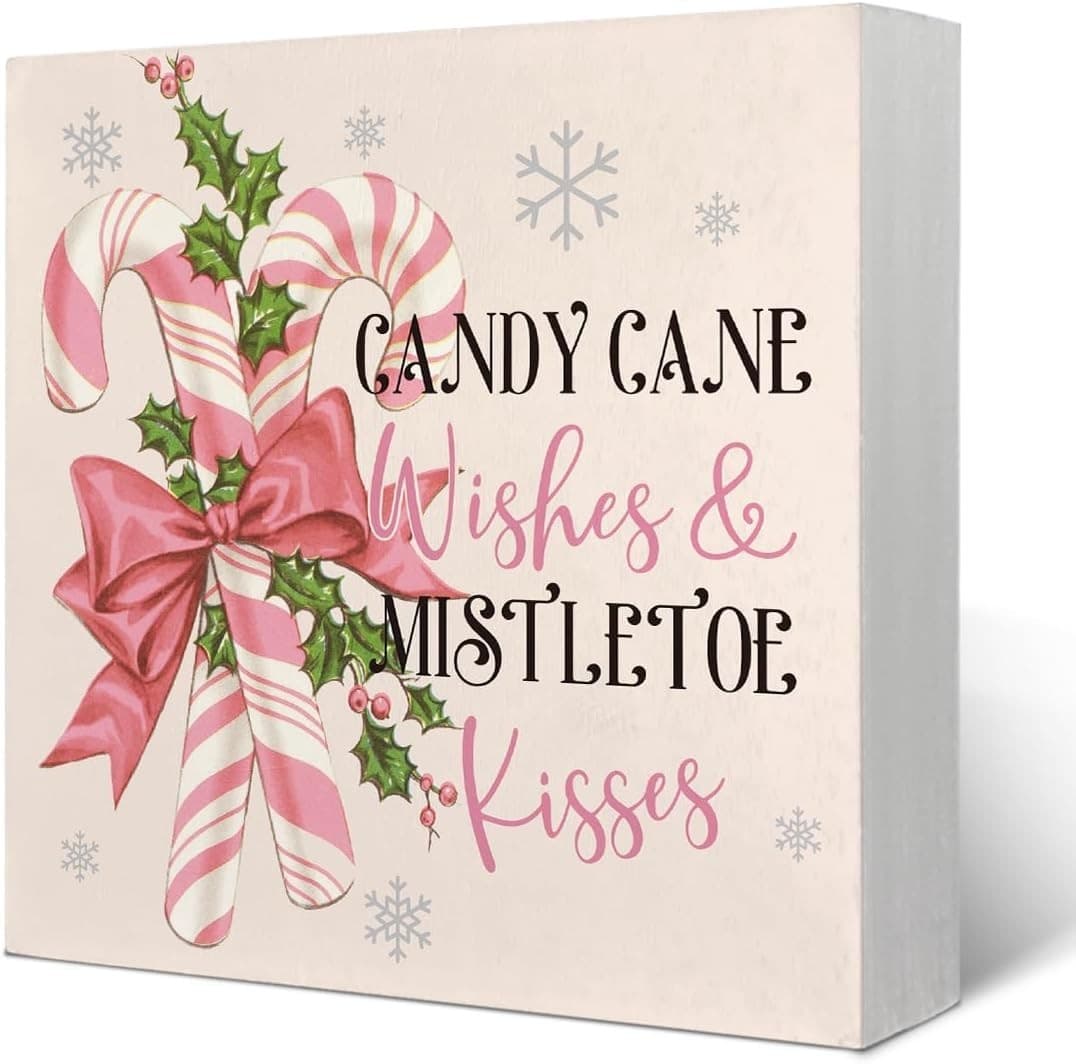 Candy Cane Wishes | Rustic Wood Desk Sign 5x5 | Desk Decor | Gift Idea | NEW!