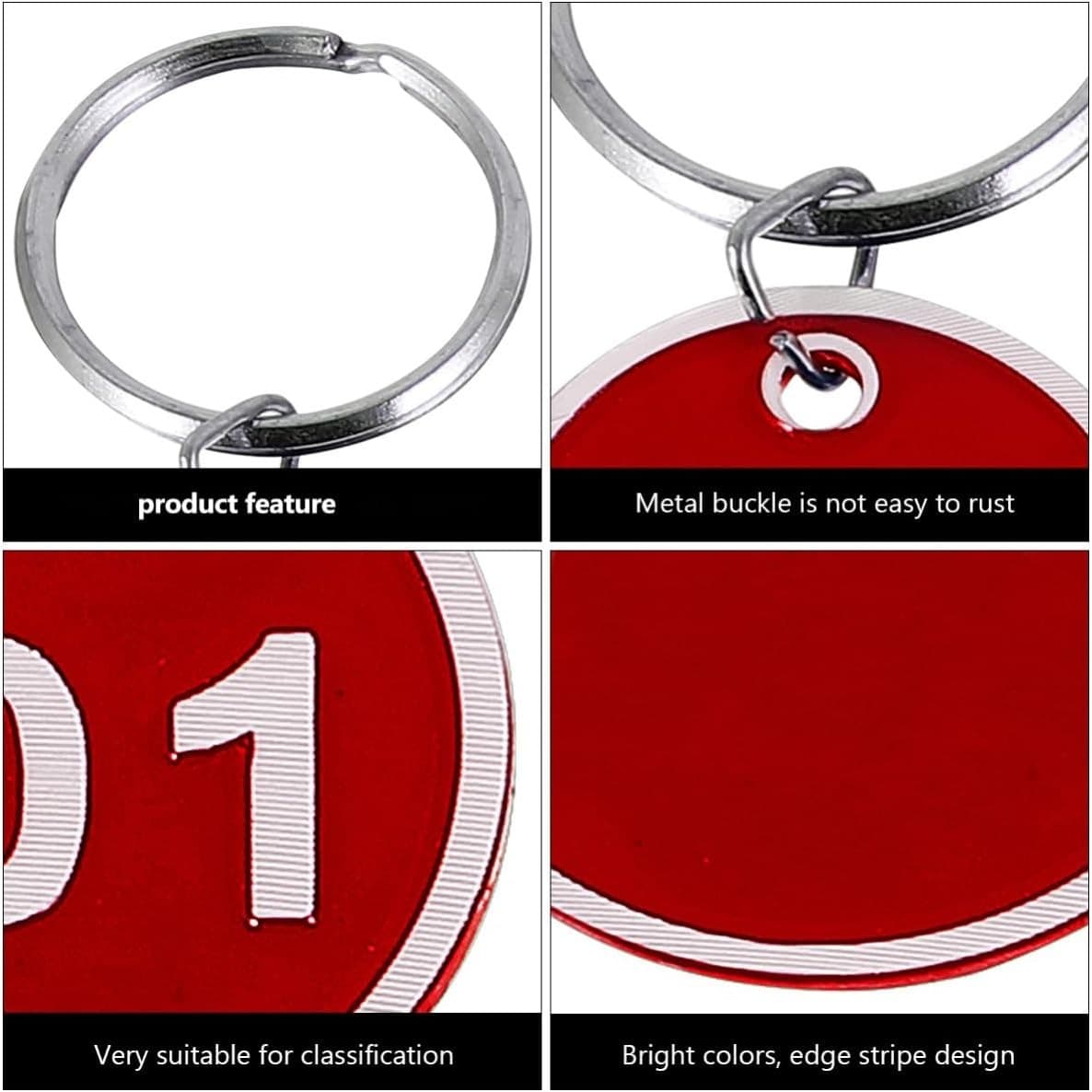 50 Red Round Key Tags – Numbered 151–200 – Durable Metal ID Tags – Buy Now! - Thumbnail 2