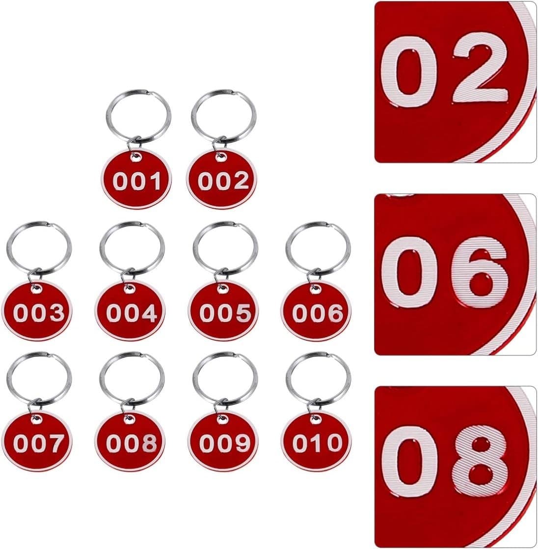 50 Red Round Key Tags – Numbered 151–200 – Durable Metal ID Tags – Buy Now! - Thumbnail 6