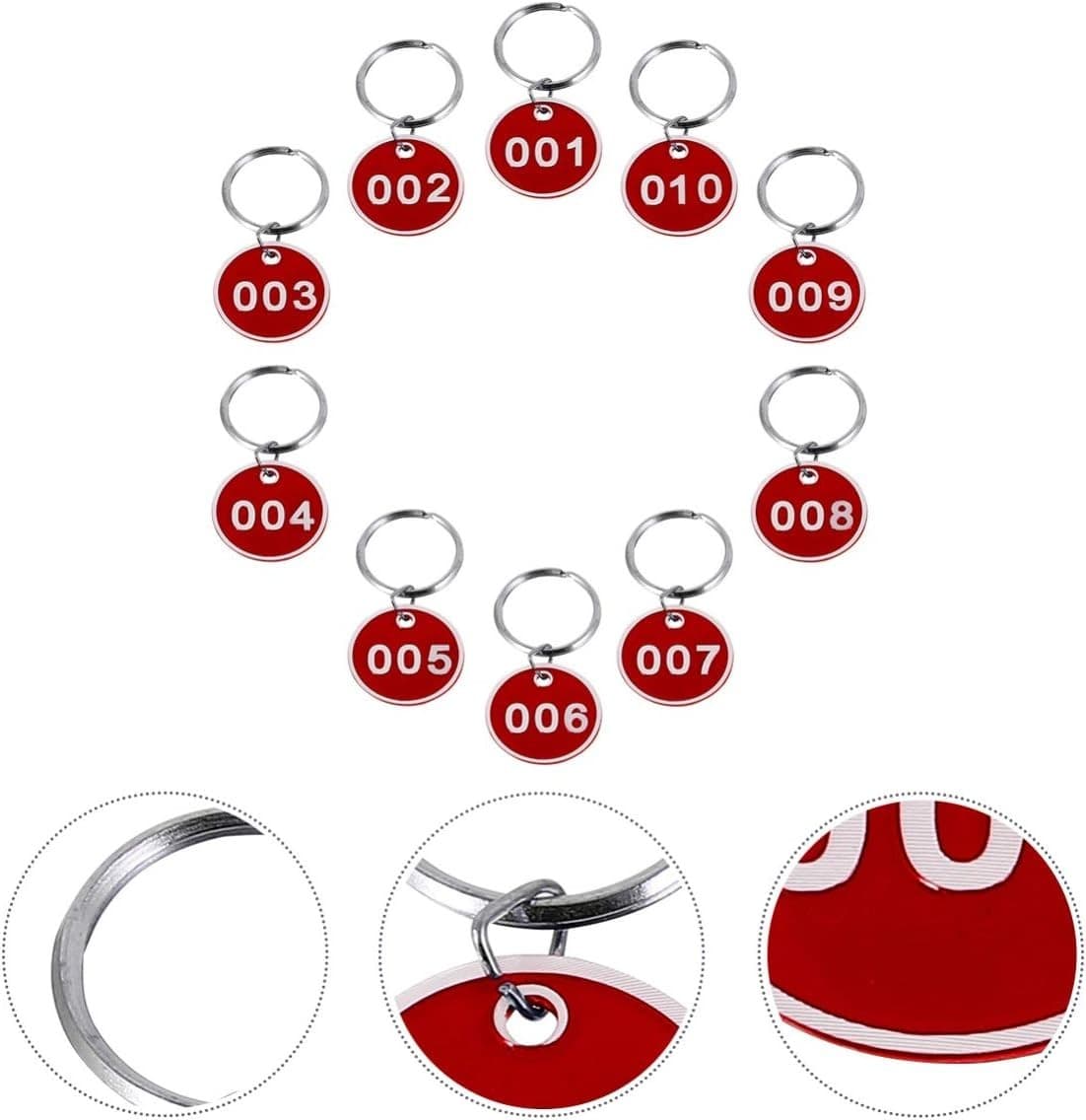 50 Red Round Key Tags – Numbered 151–200 – Durable Metal ID Tags – Buy Now! - Thumbnail 7