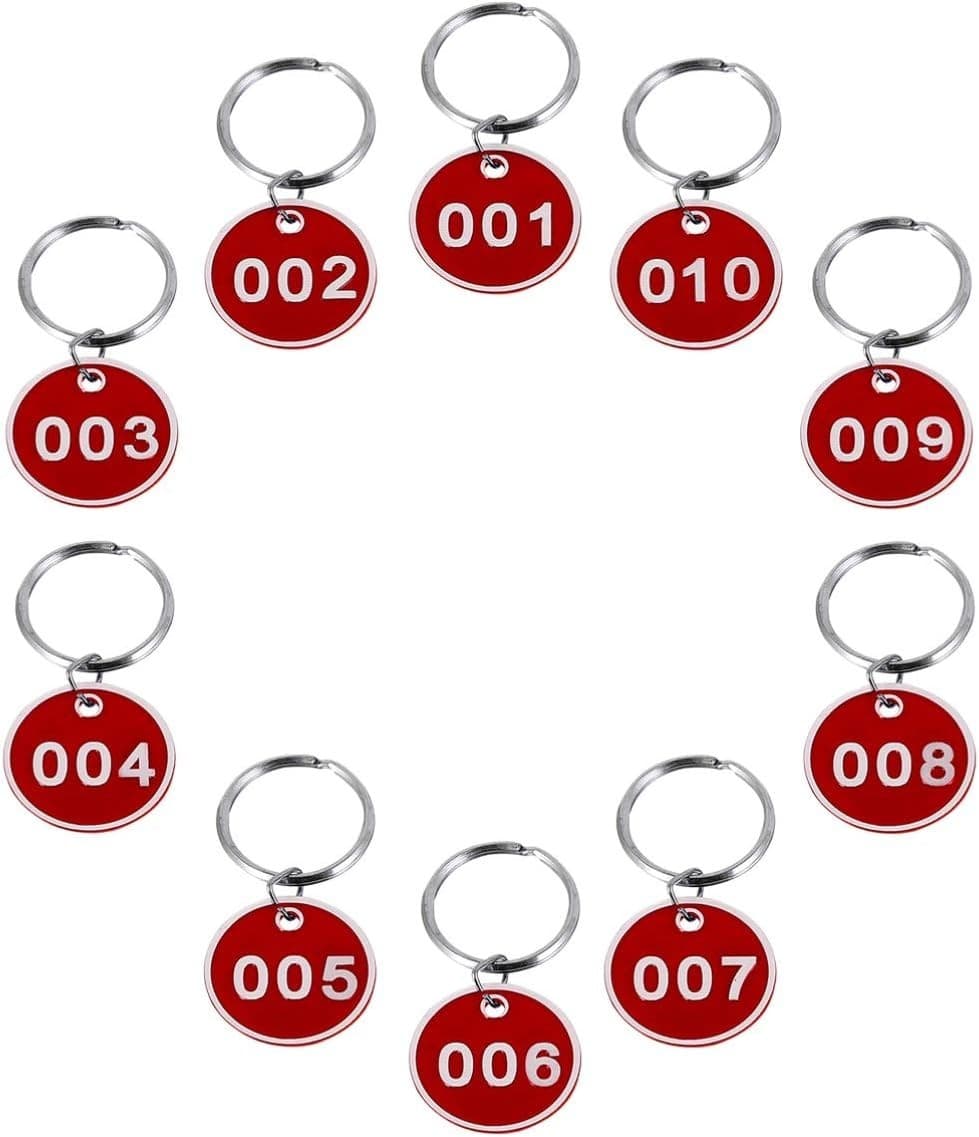 50 Red Round Key Tags – Numbered 151–200 – Durable Metal ID Tags – Buy Now! - Thumbnail 19