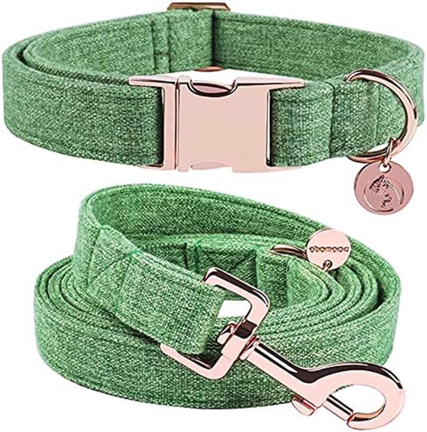 DOGWONG Cotton Dog Collar & Leash Set | Durable, Adjustable, NEW Fast Ship!