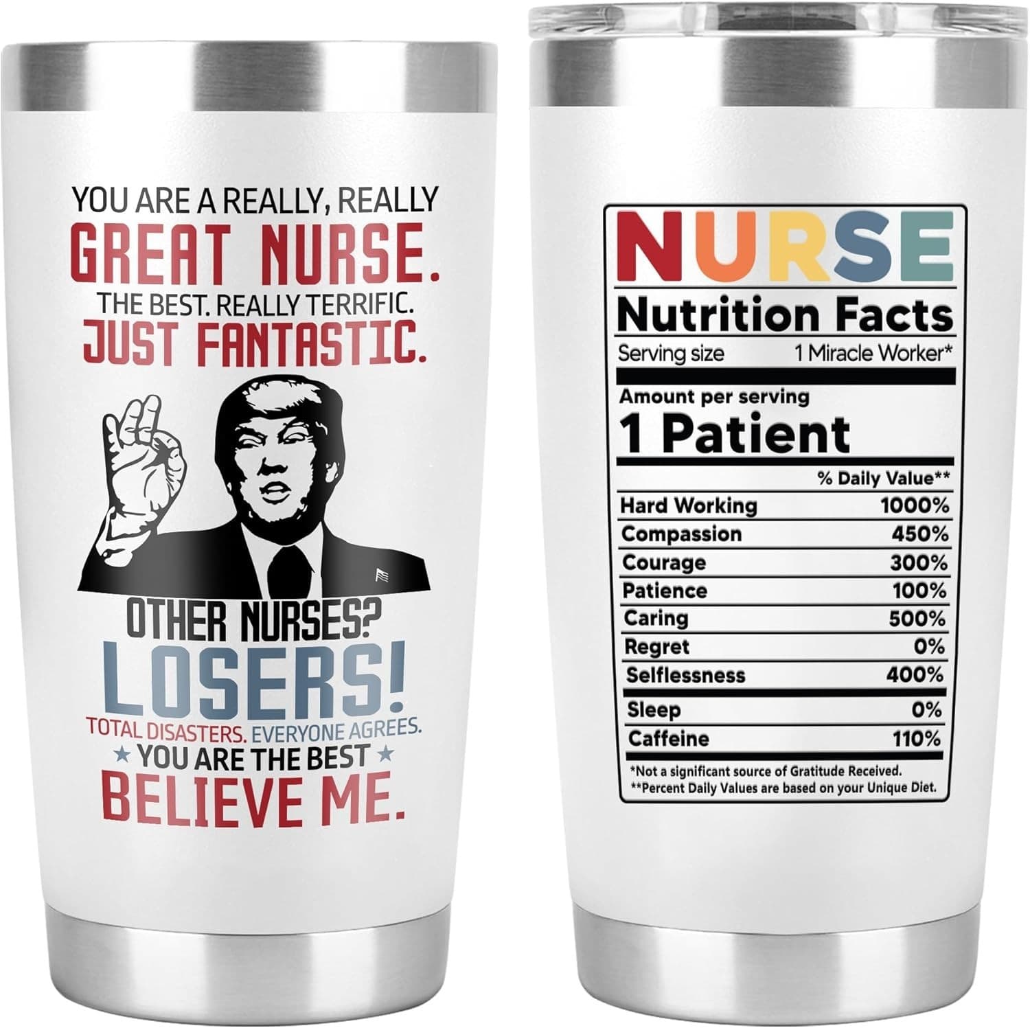 1 Pack Trump Nurse Tumbler 20oz | Funny Gift for RN CNA ICU | Dishwasher Safe - Thumbnail 2