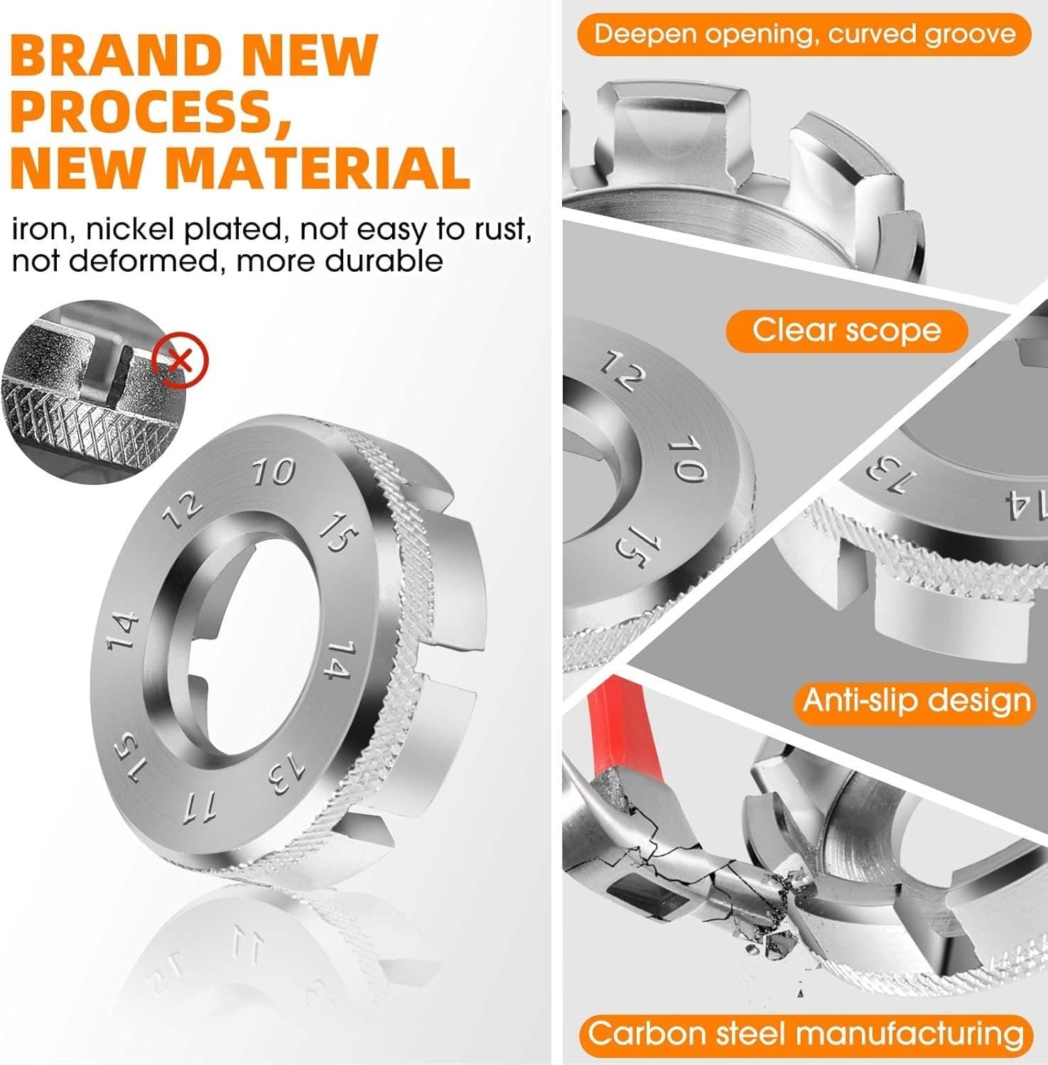 2x Bike Spoke Wrench Tool – 6 Size 10–15g Nipples – Durable & Compact - NEW! - Thumbnail 5