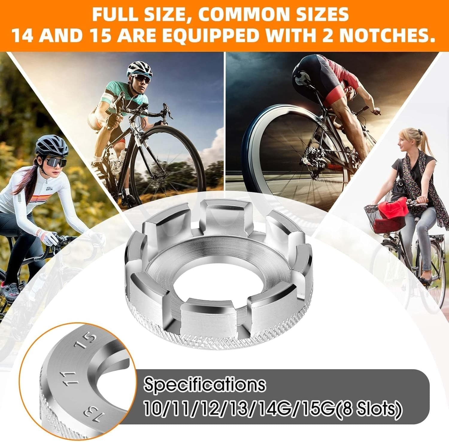 2x Bike Spoke Wrench Tool – 6 Size 10–15g Nipples – Durable & Compact - NEW! - Thumbnail 8