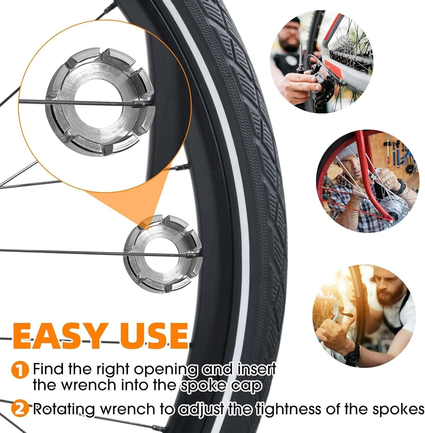 2x Bike Spoke Wrench Tool – 6 Size 10–15g Nipples – Durable & Compact - NEW! - Thumbnail 9