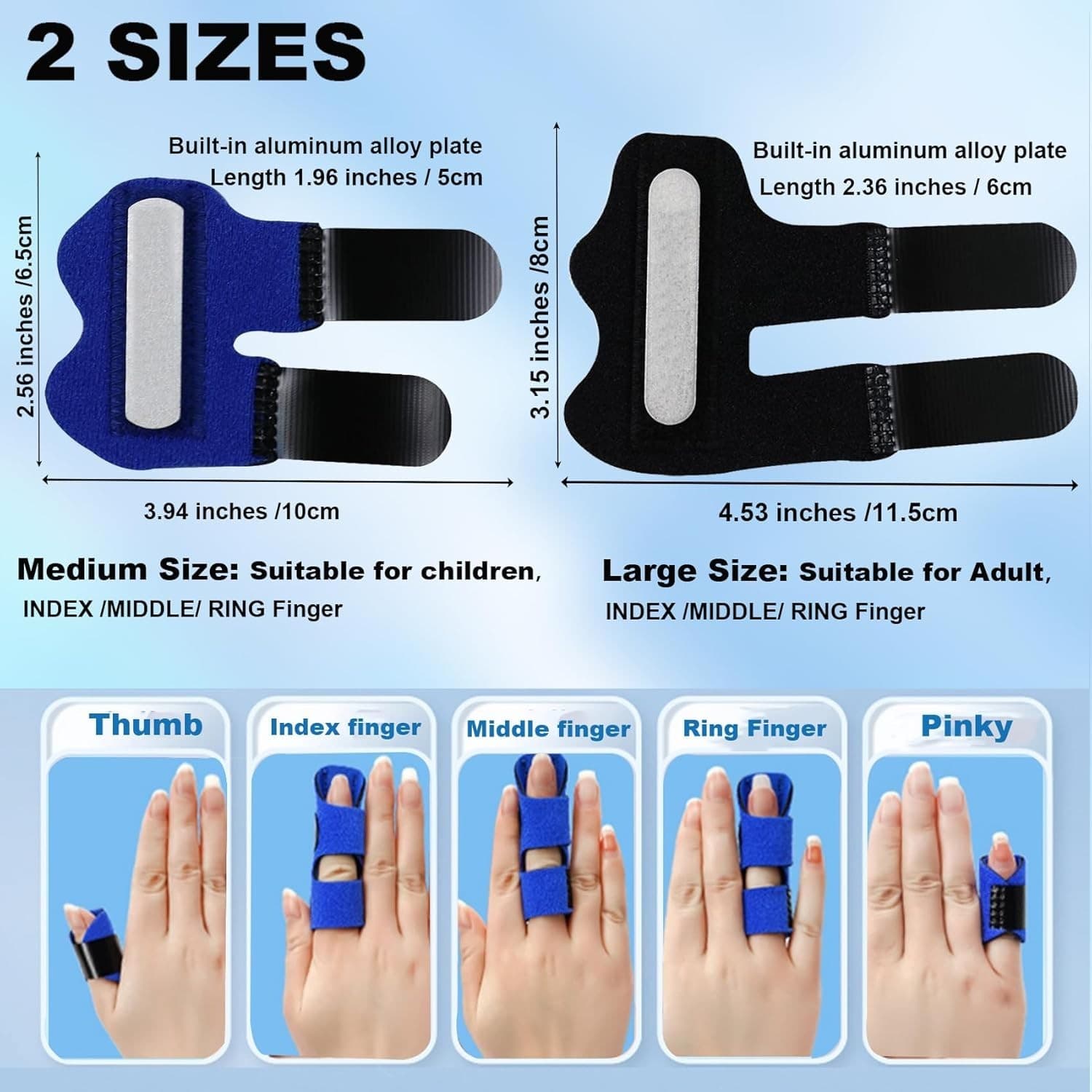 3 Finger Braces | Immobilizer for Broken Fingers | Breathable, Adjustable - Thumbnail 5