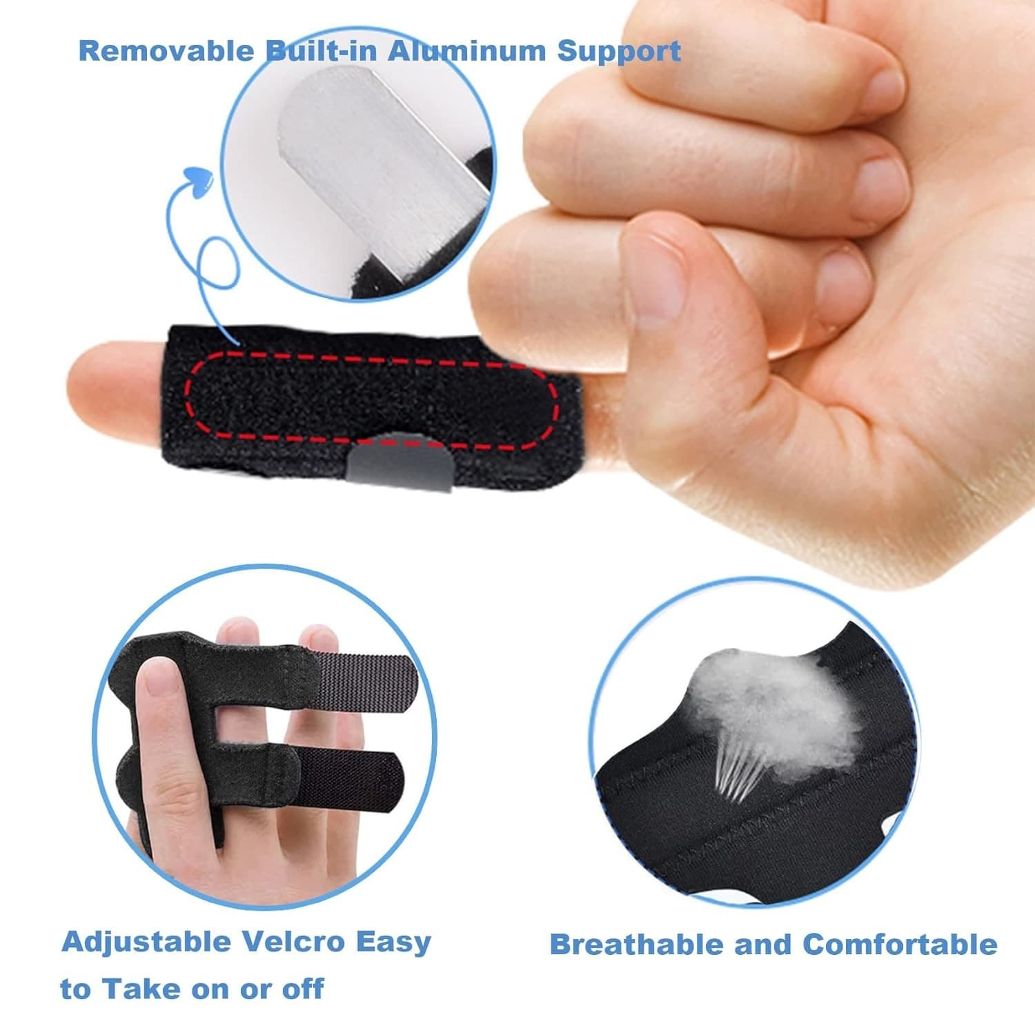 3 Finger Braces | Immobilizer for Broken Fingers | Breathable, Adjustable - Thumbnail 8