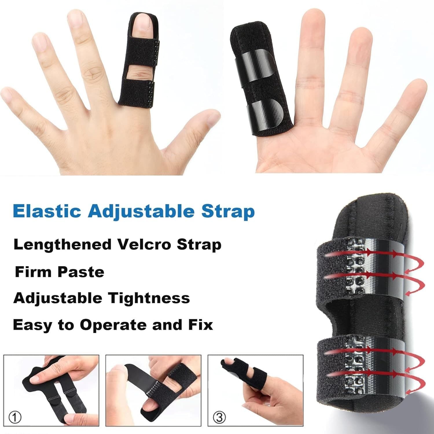 3 Finger Braces | Immobilizer for Broken Fingers | Breathable, Adjustable - Thumbnail 10