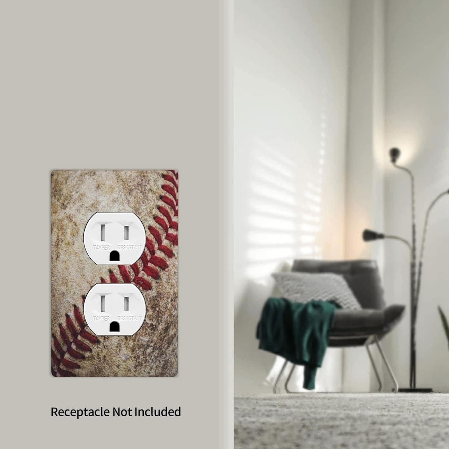 Baseball Outlet Cover – 1 Gang Duplex Decorative Wall Plate Sports Theme - Thumbnail 4