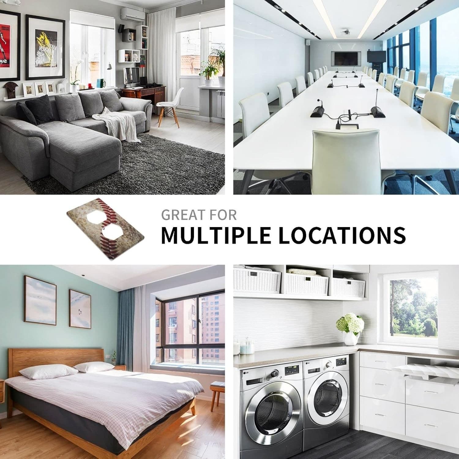 Baseball Outlet Cover – 1 Gang Duplex Decorative Wall Plate Sports Theme - Thumbnail 6