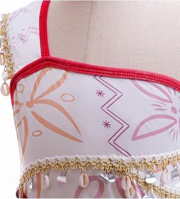 Girl's Ocean Moana One Shouldee Dress with Necklace & Flower Hair Clip Size 6/6X - Thumbnail 4