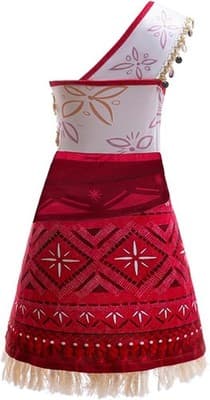 Girl's Ocean Moana One Shouldee Dress with Necklace & Flower Hair Clip Size 7/8 - Thumbnail 3