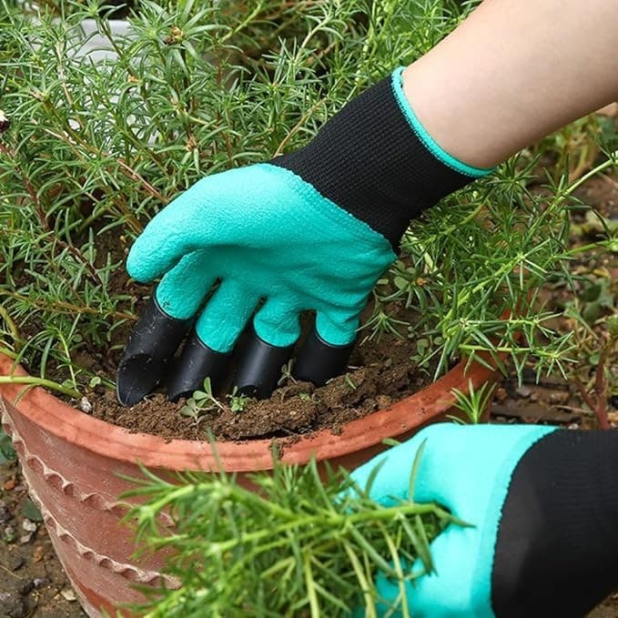 Garden Gloves w/ Claws & Storage Bag – Green – Waterproof, Dig Fast – Gift Idea - Thumbnail 10