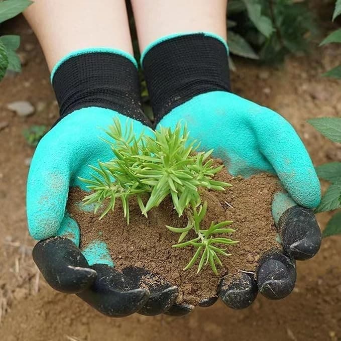 Garden Gloves w/ Claws & Storage Bag – Green – Waterproof, Dig Fast – Gift Idea - Thumbnail 14