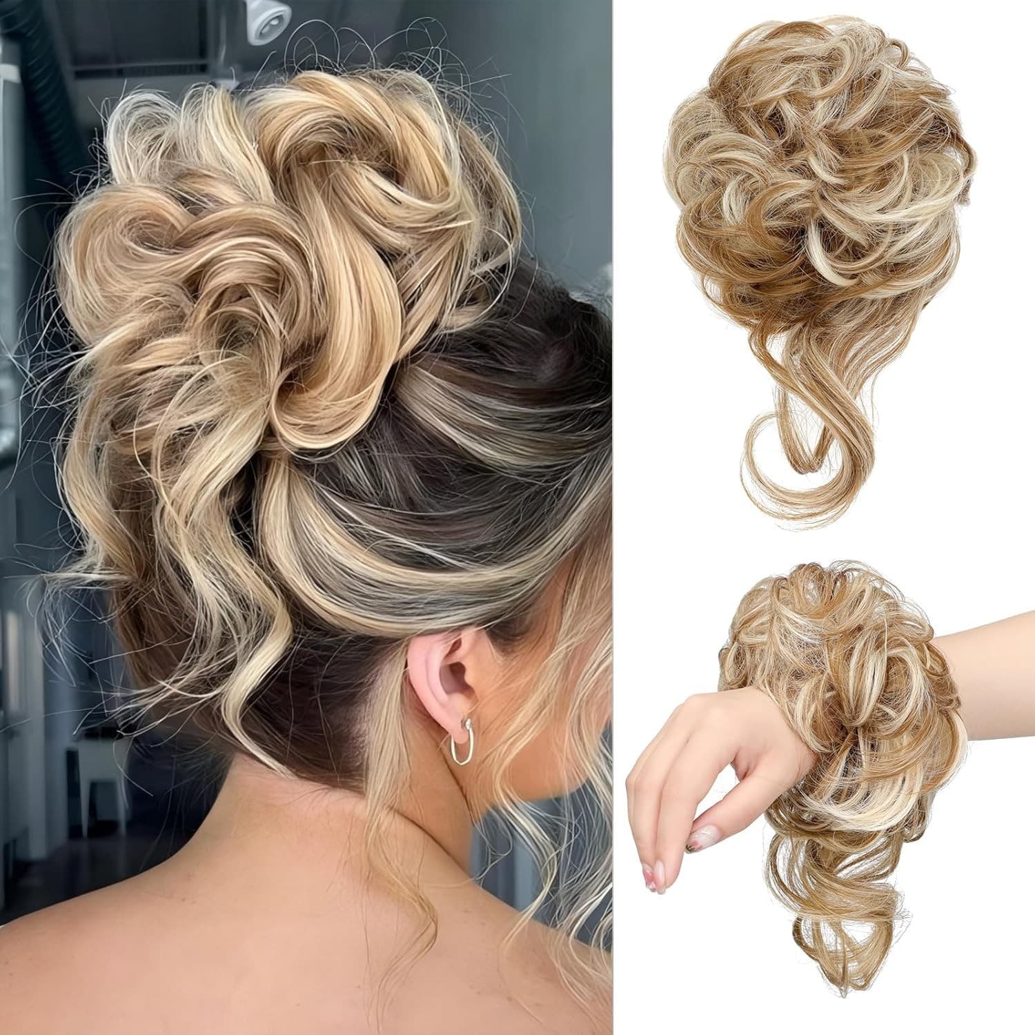 Hair Scrunchie Bun Extension Ginger Brown Mix Blonde