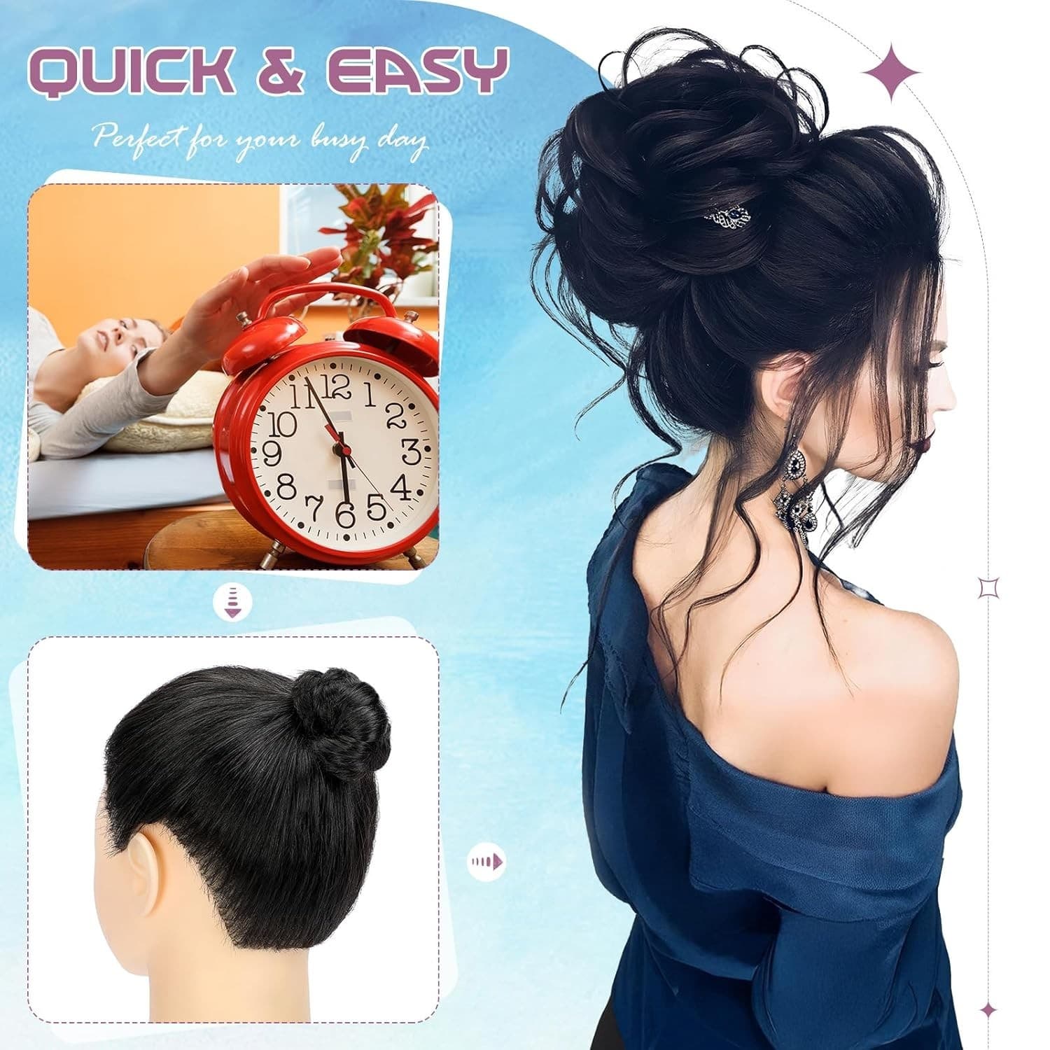 Hair Scrunchie Bun Extension Ginger Brown Mix Blonde - Thumbnail 5