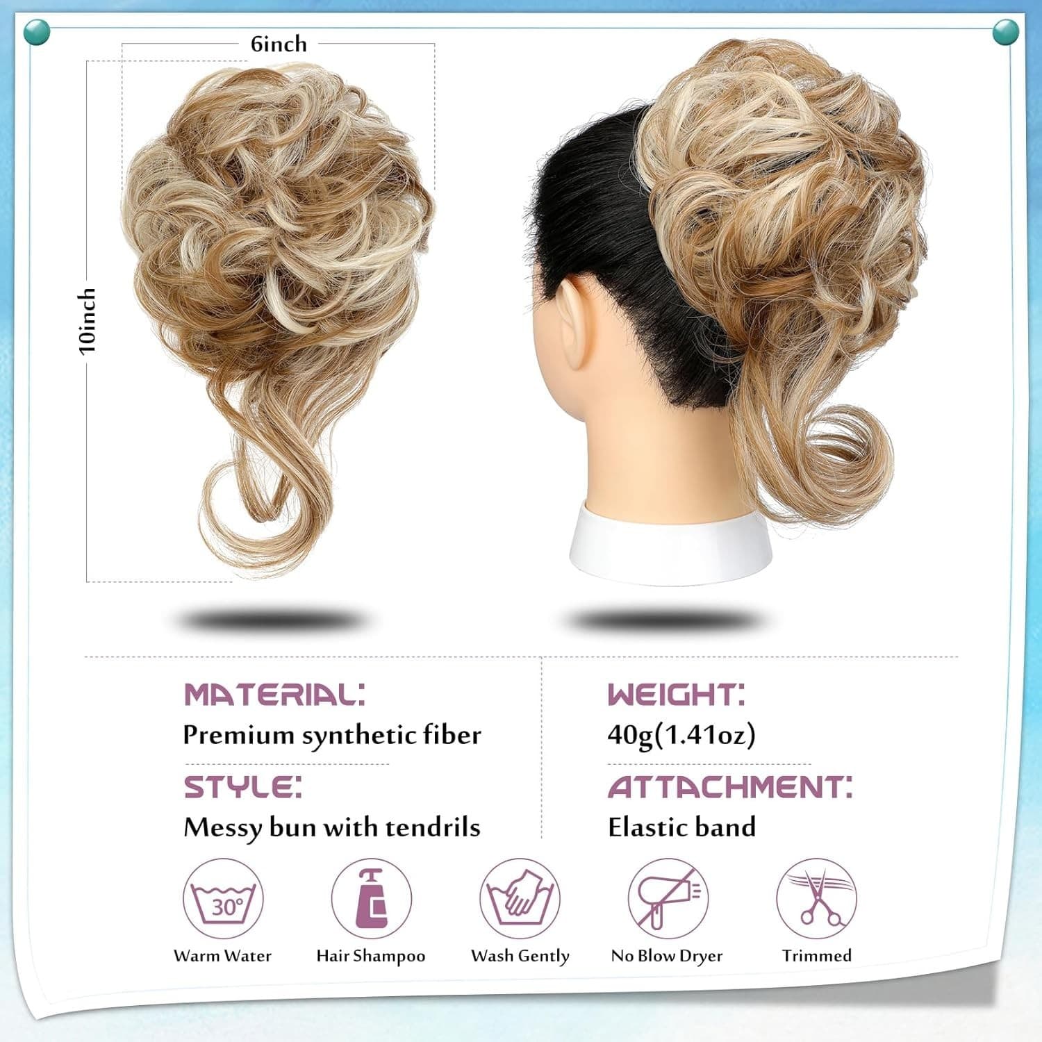 Hair Scrunchie Bun Extension Ginger Brown Mix Blonde - Thumbnail 3