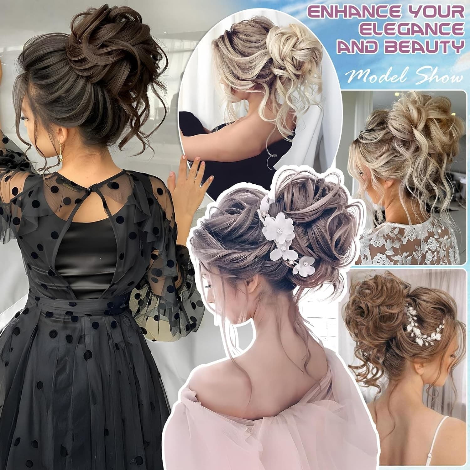 Hair Scrunchie Bun Extension Ginger Brown Mix Blonde - Thumbnail 7