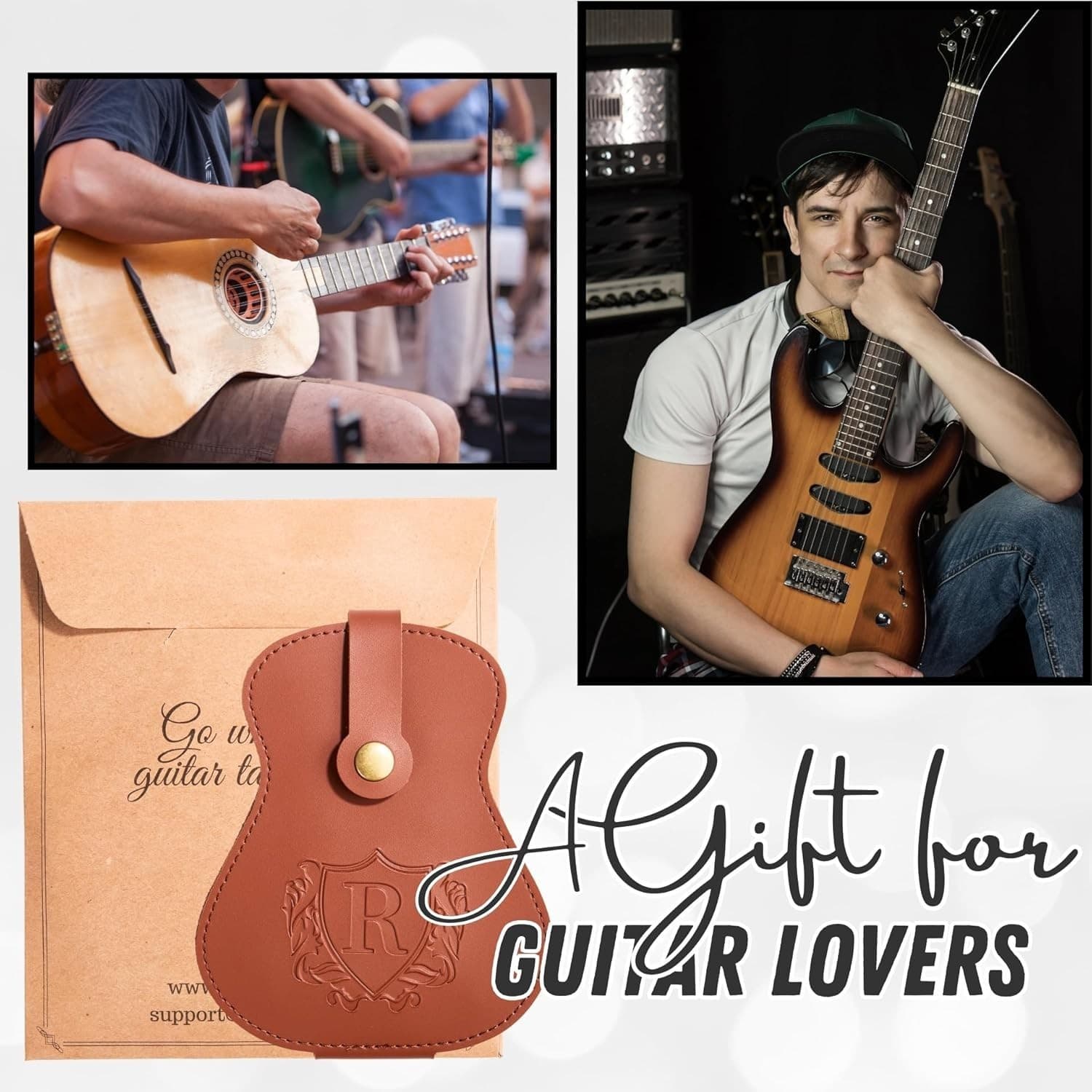 Guitar Pick Holder w/ Engraved Initial “A” – PU Leather – Holds 18 Picks – NEW - Thumbnail 4