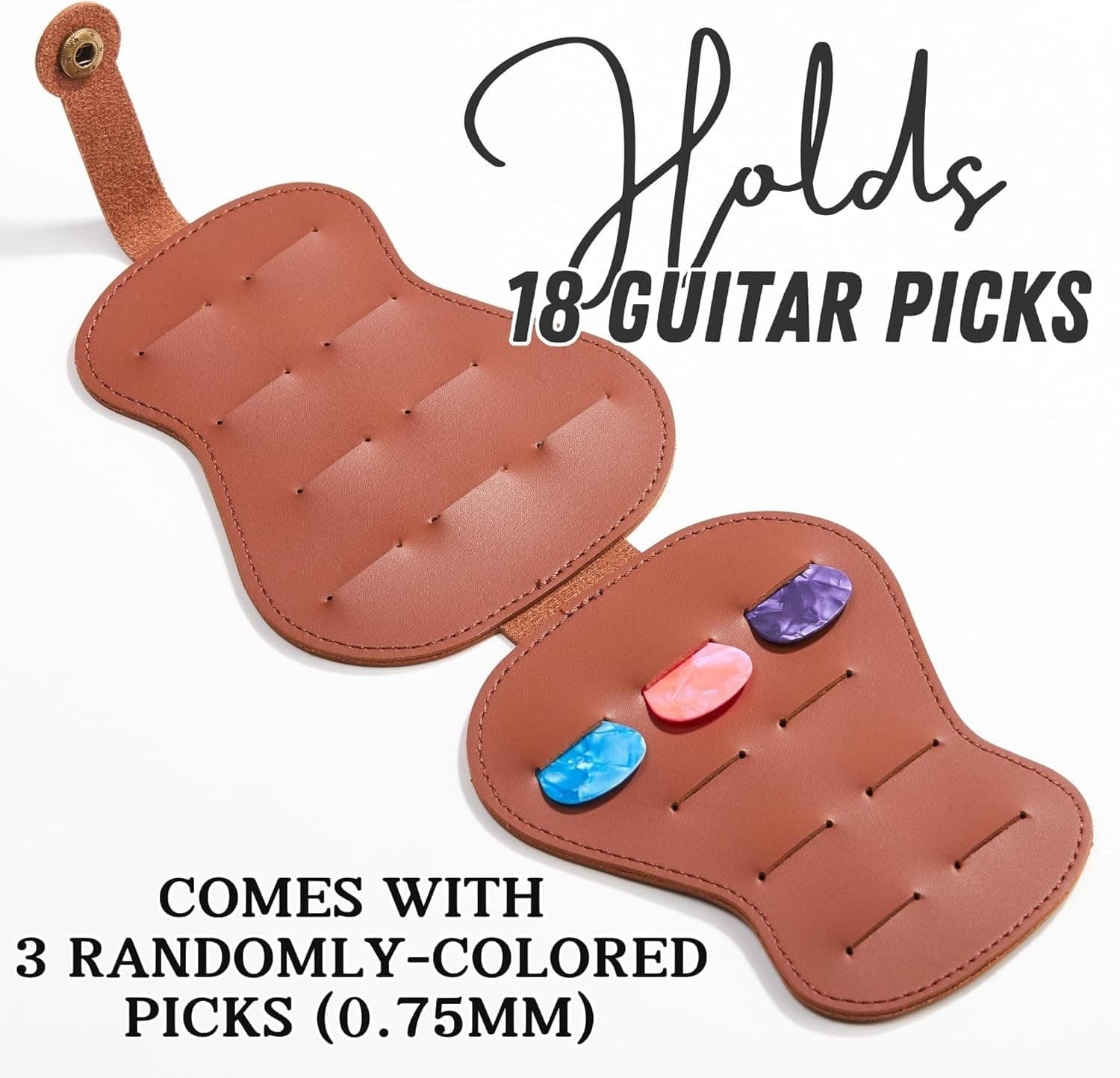Guitar Pick Holder w/ Engraved Initial “A” – PU Leather – Holds 18 Picks – NEW - Thumbnail 6