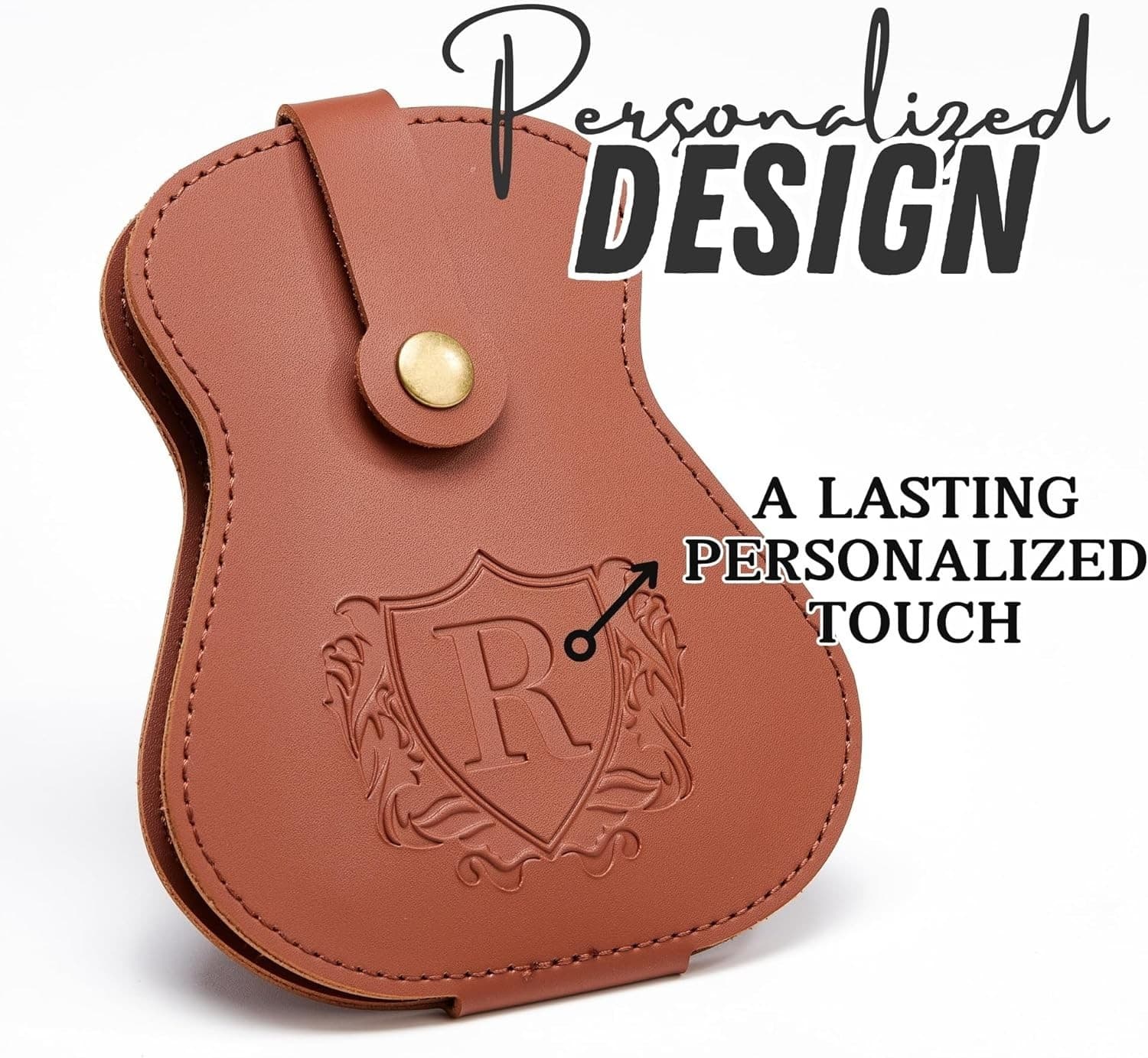 Guitar Pick Holder w/ Engraved Initial “A” – PU Leather – Holds 18 Picks – NEW - Thumbnail 3