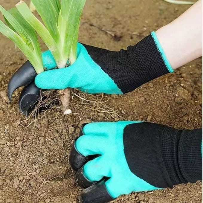 Garden Gloves w/ Claws & Storage Bag – Purple – Waterproof, Dig Fast – 2 Pairs - Thumbnail 9