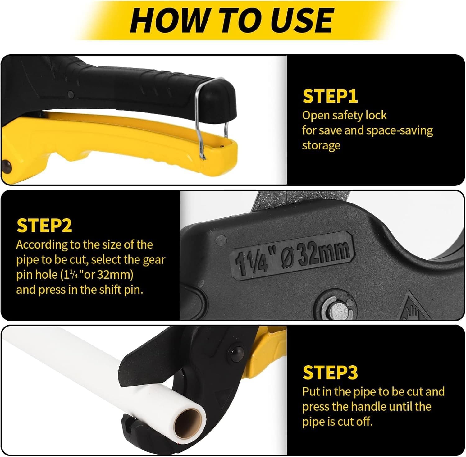 PVC Ratcheting Pipe Hose Rubber Cutter Tubing 1/8"- 1.25 " O.D. PPR HVAC ABS - Thumbnail 4