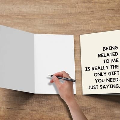 Humorous Funny Family Birthday Card - 8"x5.3" with Gold Seal - Thumbnail 4