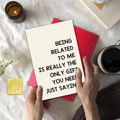 Humorous Funny Family Birthday Card - 8"x5.3" with Gold Seal - Thumbnail 2