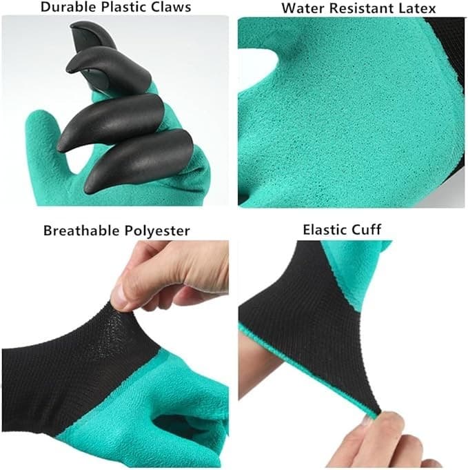 Garden Gloves w/ Claws & Storage Bag – Purple – Waterproof, Dig Fast – 2 Pairs - Thumbnail 13