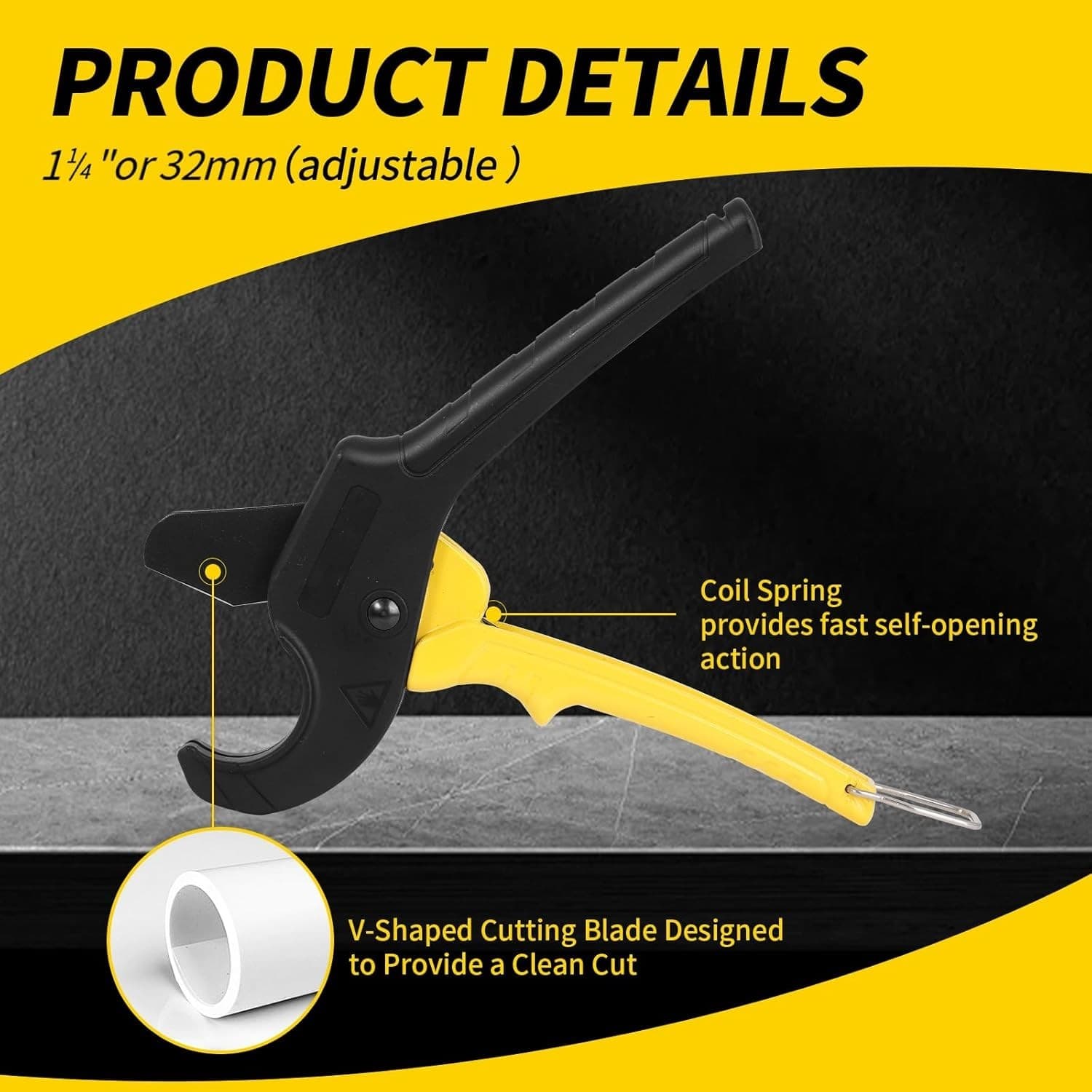 PVC Ratcheting Pipe Hose Rubber Cutter Tubing 1/8"- 1.25 " O.D. PPR HVAC ABS - Thumbnail 3